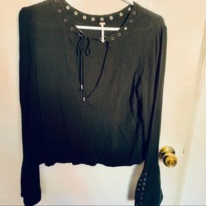COPY - Free People Black Wide Sleeve Shirt